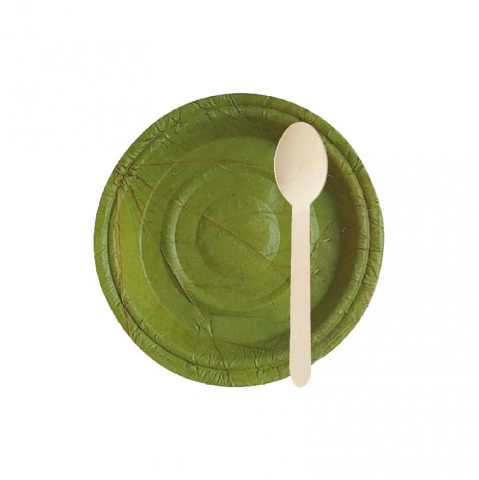 Sal Leaf 6" Plate + Spoon (50 Each/Pack of 100)