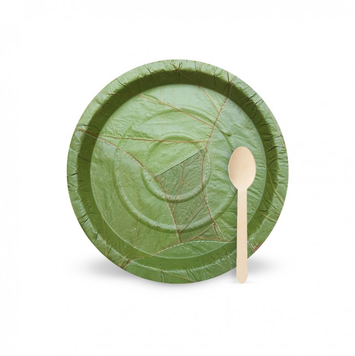Sal Leaf 9" Plate + Spoon (50 Each/Pack of 100)