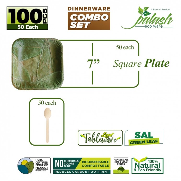7" Square Plate Combination Set | 100 pcs